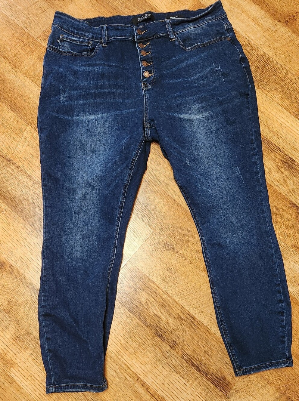 Judy Blue Dark Blue Skinny Jeans with Button-Fly, Size 20W